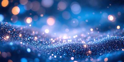 The primary subject of the image is a blue background with a pattern of bright, shining lights. The setting appears to be a night sky, with the lights creating a mesmerizing effect. The visual style of the image is a combination of a photo and digital art, as it captures the beauty of the night sky with the shining lights. The colors and mood of the image are predominantly blue, creating a serene and calming atmosphere.