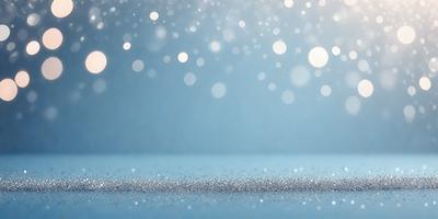 The primary subject of the image is a close-up of a blue background with a pattern of glittering, shiny, and sparkling silver dots. The setting appears to be a dark room, and the visual style is a combination of a photo and digital art. The colors and mood of the image are predominantly dark and mysterious, with the silver dots adding a touch of brightness and intrigue.