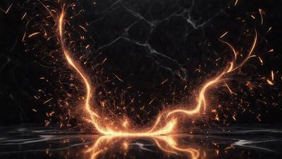 The primary subject of the image is a bright, glowing, and colorful fire. The fire is located in the center of the image, and it appears to be a digital art or illustration. The setting is a dark background, which contrasts with the brightness of the fire. The visual style gives the impression of a surreal or fantastical scene. The colors and mood of the image are predominantly warm and vibrant, creating a sense of excitement and energy.