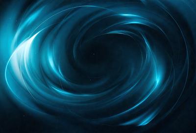 The primary subject of the image is a blue spiral pattern, which appears to be a digital art or illustration. The setting is a dark background, which adds to the overall mood of the image. The visual style is modern and futuristic, with the blue spiral pattern being the main focus of the image.