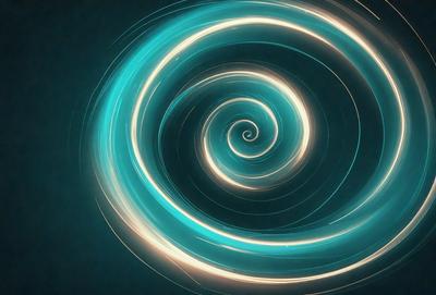 The primary subject of the image is a spiral pattern, which is the main object, scene, or focus of the image. The spiral pattern is set against a dark background, creating a contrasting visual style. The spiral pattern is depicted in a digital art or illustration format, with a blue color scheme that gives the image a modern and sleek appearance. The overall atmosphere of the image is dynamic and visually appealing.