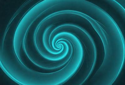 The primary subject of the image is a spiral pattern, which is a blue swirl. The setting is a dark blue background, and the visual style appears to be a digital art or illustration. The dominant colors are blue and purple, creating a calm and serene atmosphere.