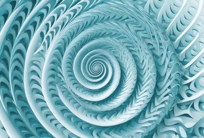 The primary subject of the image is a spiral pattern, which is the main object, scene, or focus of the image. The spiral pattern is set against a blue background, giving the image a vibrant and lively atmosphere. The visual style of the image is digital art, as it appears to be a digital illustration or drawing. The colors and mood of the image are predominantly blue, creating a sense of calmness and tranquility.