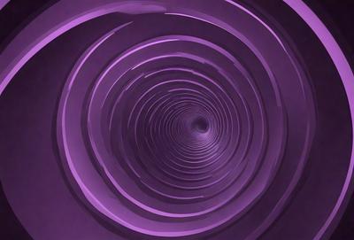 The primary subject of the image is a purple tunnel or spiral, which appears to be a digital art or illustration. The setting is a dark, purple background, which adds to the overall mood of the image. The visual style suggests that the image is a creative and artistic representation of a tunnel or spiral, rather than a photo or a real-life scene.