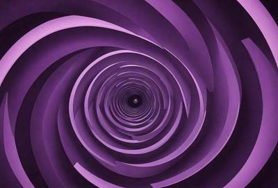 The primary subject of the image is a spiral pattern, which is a part of a purple and white design. The setting is a purple and white spiral, and the visual style is a combination of digital art and illustration. The colors and mood of the image are predominantly purple and white, creating a visually striking and calming atmosphere.