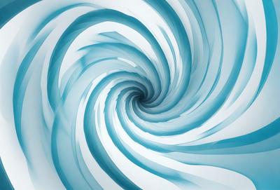 The primary subject of the image is a spiral, which is the main object, scene, or focus of the image. The spiral is set against a blue background, giving it a vibrant and lively appearance. The visual style of the image is digital art, as it is a computer-generated representation of the spiral. The dominant colors in the image are blue and white, creating a sense of depth and movement.