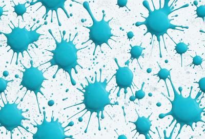 The primary subject of the image is a pattern of blue and white splashes, which are scattered across a white background. The visual style of the image is a combination of photo and digital art, creating a unique and eye-catching design. The dominant colors in the image are blue and white, which contribute to a calming and soothing atmosphere.