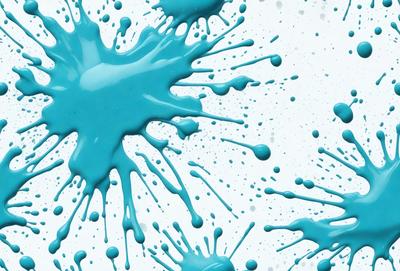 The primary subject of the image is a blue splash of paint, which is the main object, scene, or focus of the image. The setting is a white background, which provides a clean and uncluttered environment for the blue splash. The visual style of the image is a digital art or illustration, as it appears to be a digital painting or a similar artistic medium. The dominant colors in the image are blue and white, creating a calm and serene atmosphere.