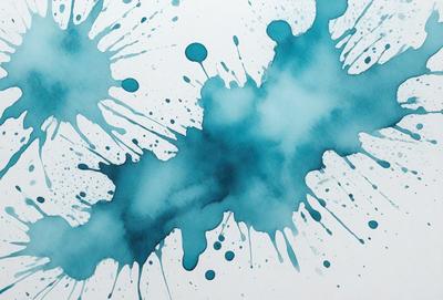 The primary subject of the image is a blue splash of paint, which is the main focus of the scene. The setting is a white background, which provides a clean and uncluttered environment for the artwork. The visual style of the image is a digital art or illustration, as it appears to be a digital painting or drawing. The dominant colors in the image are blue and white, creating a calm and serene atmosphere.