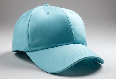 The primary subject of the image is a blue baseball cap. The cap is placed on a white surface, which serves as the background. The visual style of the image is a photo, capturing the cap in its natural setting. The dominant colors in the image are blue and white, creating a clean and simple atmosphere.
