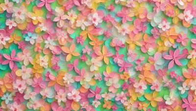 The primary subject of the image is a close-up of a flower, which is the main focus of the image. The setting is a green background, which provides a contrasting color to the flower. The visual style of the image is a combination of photo and digital art, creating a vibrant and detailed representation of the flower. The dominant colors in the image are pink and yellow, giving the image a warm and cheerful atmosphere.