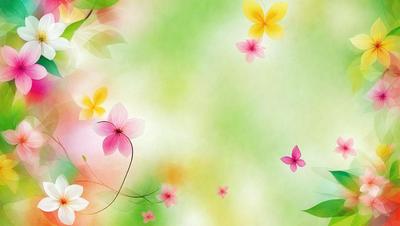 The primary subject of the image is a close-up of a flower, with a focus on its petals and details. The setting is a vibrant, colorful background featuring a mix of yellow, pink, and green hues. The visual style is a combination of digital art and illustration, creating a lively and artistic atmosphere. The dominant colors and overall mood of the image are cheerful, warm, and inviting.