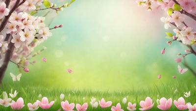 The primary subject of the image is a field of flowers, with a focus on pink flowers. The setting is a grassy area with a backdrop of a tree. The visual style is a digital art or illustration, creating a vibrant and lively atmosphere. The colors and mood are predominantly pink, which adds a sense of warmth and beauty to the scene.