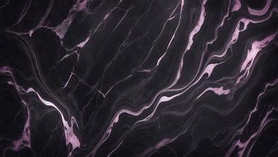 The primary subject of the image is a marble countertop with a purple and black pattern. The setting is a kitchen, and the visual style is a close-up of the marble countertop. The colors and mood of the image are predominantly purple and black, creating a striking and elegant appearance.