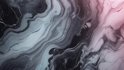 The primary subject of the image is a close-up of a marbled surface, which appears to be a black and white photograph. The setting is a dark room, and the visual style is a black and white photo. The dominant colors are black and white, and the overall atmosphere is moody and dramatic.