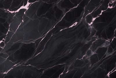 The primary subject of the image is a black and pink marble pattern. The setting is a black background, and the visual style appears to be a photo. The dominant colors are black and pink, creating a striking and elegant appearance.