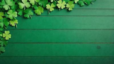 The primary subject of the image is a green wall with a shamrock design. The setting is a green wall with a shamrock design. The visual style is a photo. The dominant colors are green and white, creating a calm and serene atmosphere.