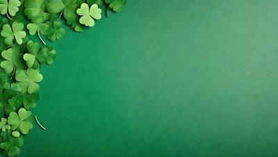 The primary subject of the image is a green background with a shamrock design. The setting is a green surface, possibly a wall or a piece of paper. The visual style is a digital art or illustration, as the shamrock design is created with a computer or digital tool. The colors and mood of the image are predominantly green, which is associated with the Irish symbol of the shamrock.
