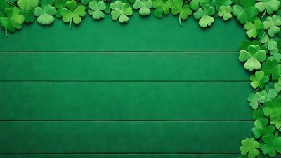 The primary subject of the image is a green wall with a shamrock design. The setting is a room with a green background. The visual style is a photo of a green wall with a shamrock design. The dominant colors are green and white, creating a calm and soothing atmosphere.