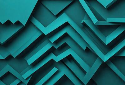The primary subject of the image is a blue and green patterned wallpaper. The setting is a room with a blue and green wallpapered wall. The visual style is a digital art or illustration, creating a unique and colorful design. The dominant colors are blue and green, giving the wallpaper a vibrant and lively appearance.