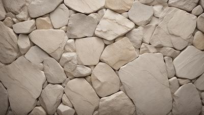 The primary subject of the image is a wall made of large rocks. The setting is a natural environment, with the rocks forming a unique and textured wall. The visual style is a close-up of the wall, showcasing the intricate patterns and textures of the rocks. The colors and mood of the image are predominantly neutral, with the rocks being the main focus and the overall atmosphere being calm and serene.