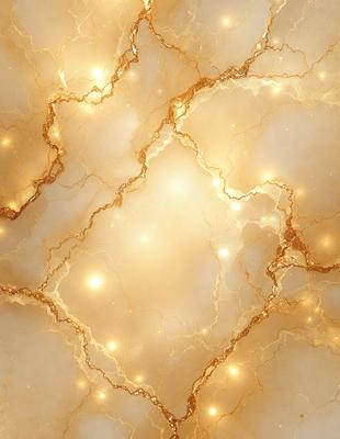 The primary subject of the image is a marble wall with a gold-colored pattern. The setting is a room with a white background. The visual style is a close-up of the marble wall, showcasing its intricate design. The colors and mood of the image are warm and luxurious, with the gold and white colors creating a sense of elegance and sophistication.