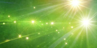 The primary subject of the image is a bright green background with a pattern of green and yellow stars. The setting appears to be a space or an artistic environment, as the background is filled with these stars. The visual style of the image is a combination of a photo and digital art, creating a unique and vibrant atmosphere. The colors and mood of the image are predominantly green and yellow, giving it a lively and energetic feel.