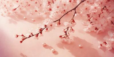 The primary subject of the image is a tree with pink flowers, which is the main focus of the scene. The tree is located in a pink background, creating a visually appealing contrast. The image is a digital artwork, showcasing the beauty of the flowers and the tree. The colors and mood of the image are predominantly pink, creating a warm and inviting atmosphere.