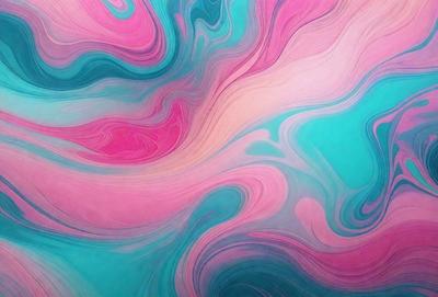 The primary subject of the image is a colorful, swirling pattern that resembles a painting or a digital artwork. The setting is a blue background, which contrasts with the vibrant colors of the swirling pattern. The visual style appears to be a combination of photo and digital art, creating a unique and eye-catching image. The dominant colors are pink, blue, and purple, giving the image a lively and energetic atmosphere.