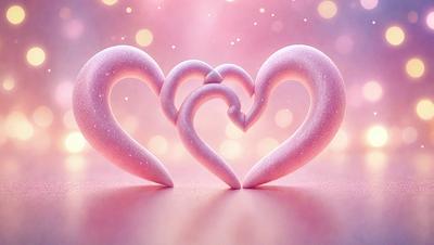 The primary subject of the image is a pair of pink hearts, which are the main objects in the scene. The hearts are positioned close to each other, creating a sense of unity and love. The setting is a pink background, which adds to the overall mood and atmosphere of the image. The visual style of the image is a combination of digital art and illustration, giving it a unique and artistic appearance. The colors and mood of the image are predominantly pink, which is often associated with love, affection