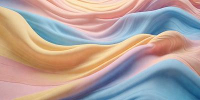 The primary subject of the image is a colorful, flowing piece of fabric, possibly a sheet or a blanket. The fabric is draped over a surface, creating a visually appealing and dynamic scene. The setting appears to be a bedroom or a similar space, as the fabric is spread out on a bed. The visual style of the image is a combination of photo and digital art, creating a vibrant and artistic representation of the fabric. The colors and mood of the image are predominantly warm and
