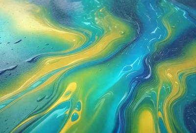The primary subject of the image is a painting featuring a blue and yellow color scheme. The painting is displayed on a blue and yellow surface, creating a visually striking contrast. The visual style of the painting appears to be a mix of digital art and illustration, with a focus on the vibrant colors and intricate patterns. The overall atmosphere of the painting is lively and energetic, with the blue and yellow colors evoking a sense of movement and dynamism.