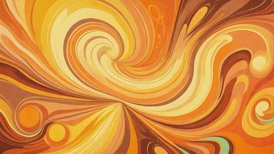 The primary subject of the image is a swirling, colorful pattern that resembles a spiral or a whirlpool. The setting is a yellow background, which adds to the vibrant and lively atmosphere of the scene. The visual style is a combination of digital art and illustration, creating a unique and eye-catching design. The dominant colors are yellow and orange, which evoke a sense of warmth and energy.