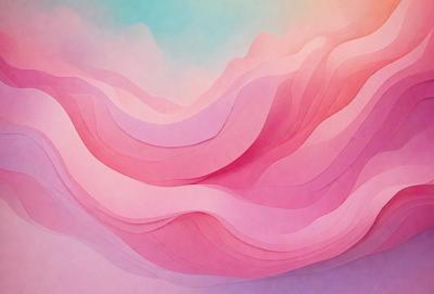 The primary subject of the image is a pink and purple artistic piece, which appears to be a painting or a digital artwork. The setting is a colorful background, possibly a sky or a cloudy environment. The visual style is a combination of digital art and painting, creating a unique and vibrant atmosphere. The dominant colors are pink and purple, giving the artwork a warm and inviting mood.