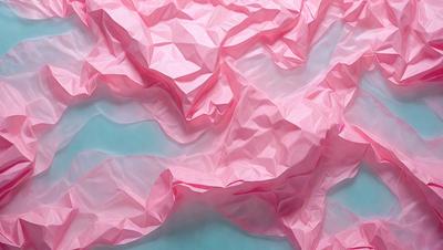 The primary subject of the image is a pink paper, which is the main object, scene, or focus of the image. The setting is a blue surface, which serves as the background. The visual style is a photo, capturing the pink paper in its natural form. The colors and mood of the image are predominantly pink, creating a warm and inviting atmosphere.