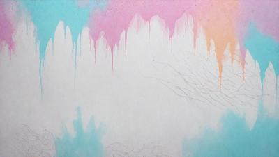 The primary subject of the image is a white sheet of paper with a tree branch drawing on it. The setting is a white background, and the visual style appears to be a combination of drawing and painting. The colors and mood of the image are predominantly white, with some hints of blue and pink. The overall atmosphere is artistic and creative.