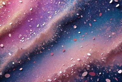 The primary subject of the image is a purple and blue background with a pattern of pink and purple dots. The setting is a space-like environment, possibly a galaxy or a celestial background. The visual style is a combination of digital art and illustration, creating a unique and artistic appearance. The colors and mood of the image are vibrant and lively, with the pink and purple dots adding a touch of warmth and energy to the overall atmosphere.