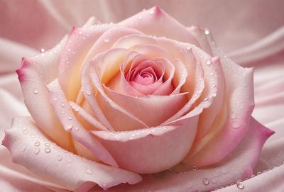 The primary subject of the image is a pink rose with a white center, sitting on a pink background. The visual style of the image is a close-up of the rose, showcasing its details. The colors and mood of the image are predominantly pink, creating a soft and delicate atmosphere.