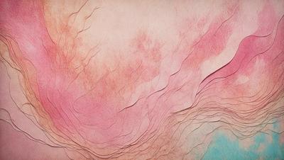 The primary subject of the image is a piece of artwork, possibly a painting or a drawing, featuring a colorful and textured background. The setting appears to be a creative and artistic environment. The visual style of the image is a combination of digital art and illustration, with a focus on the intricate details and patterns created by the artist. The colors and mood of the image are vibrant and lively, with a strong emphasis on the pink and purple hues.