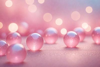 The primary subject of the image is a group of pink balls, which are the main objects in the scene. The setting is a pink background, which creates a warm and inviting atmosphere. The visual style is a close-up of the pink balls, showcasing their texture and details. The colors and mood of the image are predominantly pink, giving it a soft and feminine appearance.