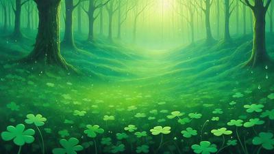 The image features a lush green forest with a path leading through it. The path is surrounded by a variety of trees, creating a serene and natural atmosphere. The forest is filled with greenery, including grass and leaves, which adds to the vibrant and lively scene. The overall mood of the image is one of tranquility and connection to nature.