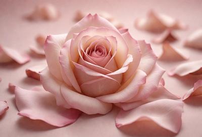 The primary subject of the image is a single pink rose. The rose is the focal point of the image, and it is placed on a pink background. The visual style of the image is a close-up of the rose, showcasing its details and texture. The colors in the image are predominantly pink, creating a warm and romantic atmosphere.