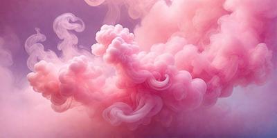 The primary subject of the image is a pink cloud, which is the main focus of the scene. The cloud is surrounded by a purple background, creating a visually striking contrast. The image appears to be a digital art or illustration, as it features a unique and artistic representation of the cloud. The dominant colors in the image are pink and purple, giving it a soft and dreamy atmosphere.