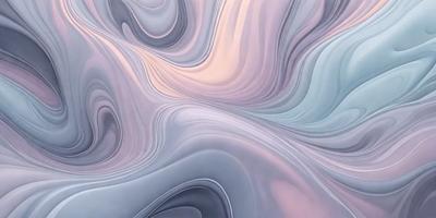 The primary subject of the image is a large, abstract painting featuring a mix of colors and patterns. The setting is a gallery or exhibition space, showcasing the artwork. The visual style is a combination of digital art and illustration, creating a unique and captivating piece. The dominant colors in the painting are purple, pink, and blue, giving the artwork a calming and serene atmosphere.