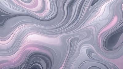 The primary subject of the image is a large, abstract painting featuring a mix of pink and gray tones. The painting is displayed on a gray wall, creating a visually striking contrast. The visual style of the painting is a combination of digital art and illustration, giving it a unique and artistic appearance. The dominant colors in the painting are pink and gray, creating a warm and calming atmosphere.