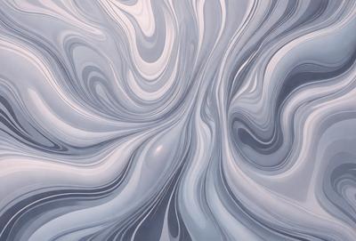 The primary subject of the image is a large, swirling, and intricate pattern of blue and white colors. The setting is a wall, and the visual style appears to be a combination of digital art and illustration. The dominant colors are blue and white, creating a sense of depth and complexity in the pattern.