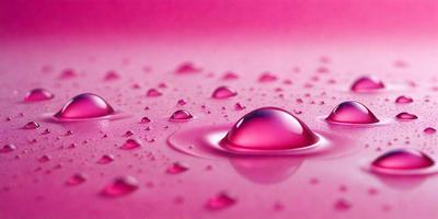 The primary subject of the image is a single drop of pink liquid, which appears to be a water drop. The setting is a pink background, which creates a visually striking contrast with the drop. The visual style of the image is a close-up of the drop, emphasizing its unique color and texture. The colors and mood of the image are predominantly pink, giving it a warm and inviting atmosphere.