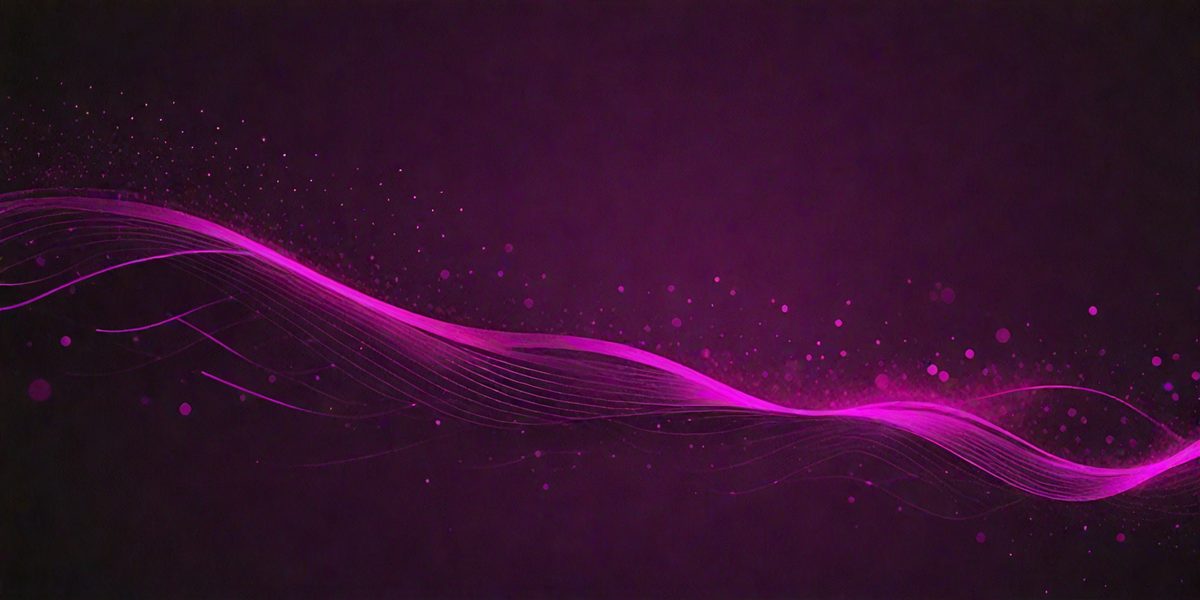 The primary subject of the image is a purple wave, which is the main focus of the scene. The wave is set against a dark purple background, creating a striking contrast. The visual style of the image is digital art, as it appears to be a digital illustration or a pattern. The dominant colors in the image are purple and black, giving it a bold and dramatic atmosphere.