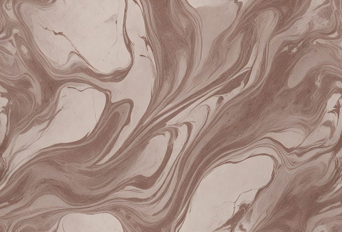 The image features a brown and white marbled pattern on a surface, possibly a wall or a table. The pattern is intricate and visually appealing, creating a unique and artistic atmosphere. The colors in the image are predominantly brown and white, which adds to the overall mood and aesthetic of the scene.