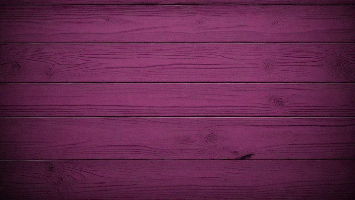 The primary subject of the image is a purple wooden wall. The setting is a room with a wooden floor, and the visual style is a close-up of the wooden wall. The dominant colors are purple and brown, creating a warm and cozy atmosphere.